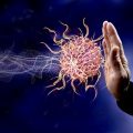 hand reaching out to stop virus immune system concept